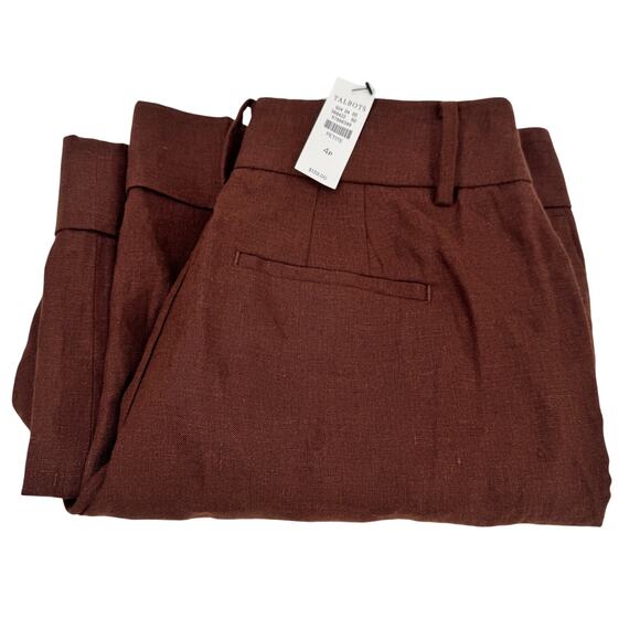 Talbots Linen Pants Womens Petite 4 4P (28x24 ACTUAL) Brown Coastal Cropped NEW - Picture 1 of 8